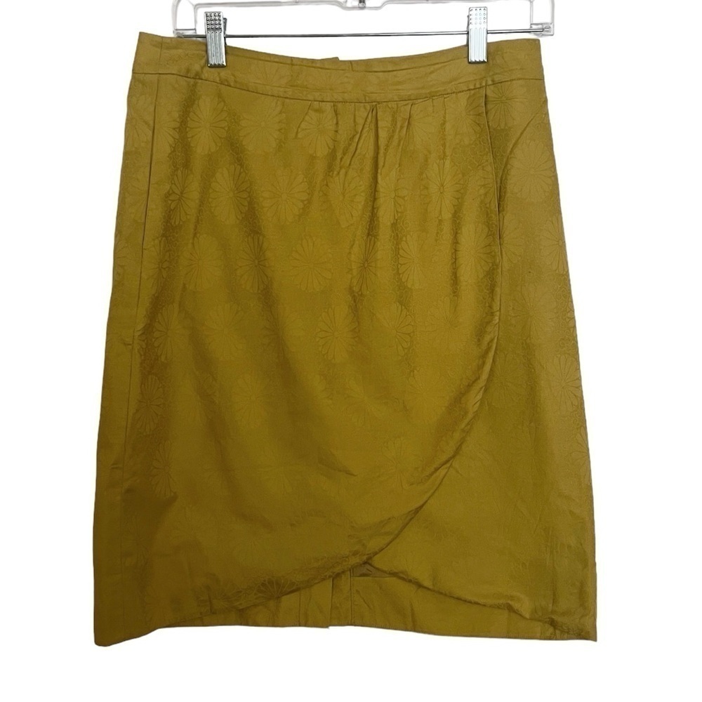 Anthropologie Edme & Esyllte Yellow Jacquard Floral Tulip Skirt Size 4